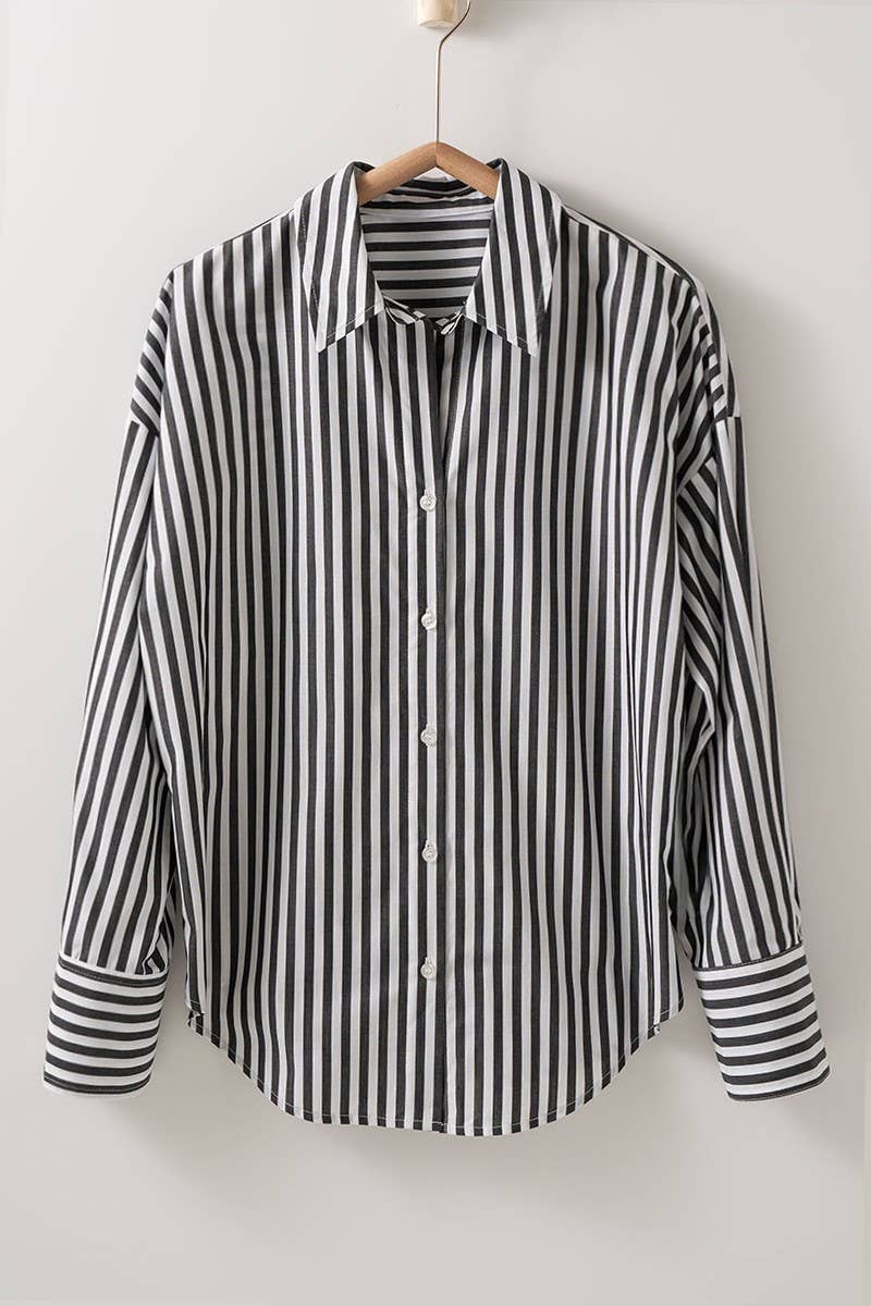 Classic Striped Collared Button-Down Shirt