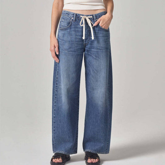 BAGGY WIDE-LEG DRAWSTRING STRAIGHT-LEG JEANS