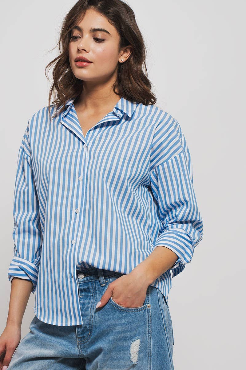 Classic Striped Collared Button-Down Shirt