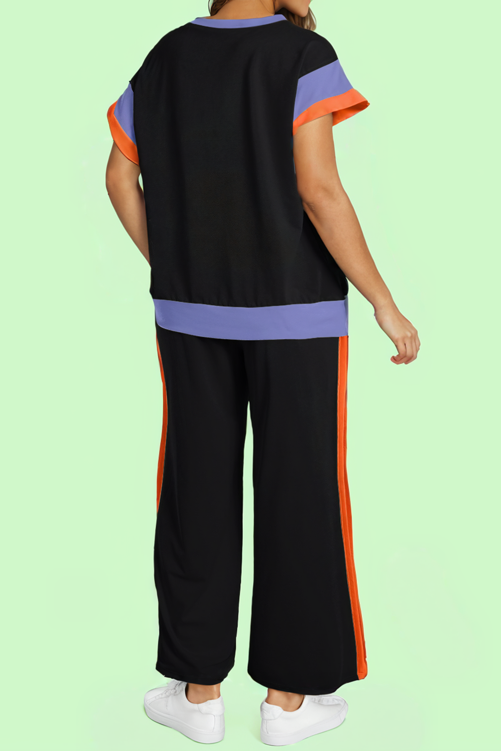 Color Block Detail Casual Two-piece Outfit