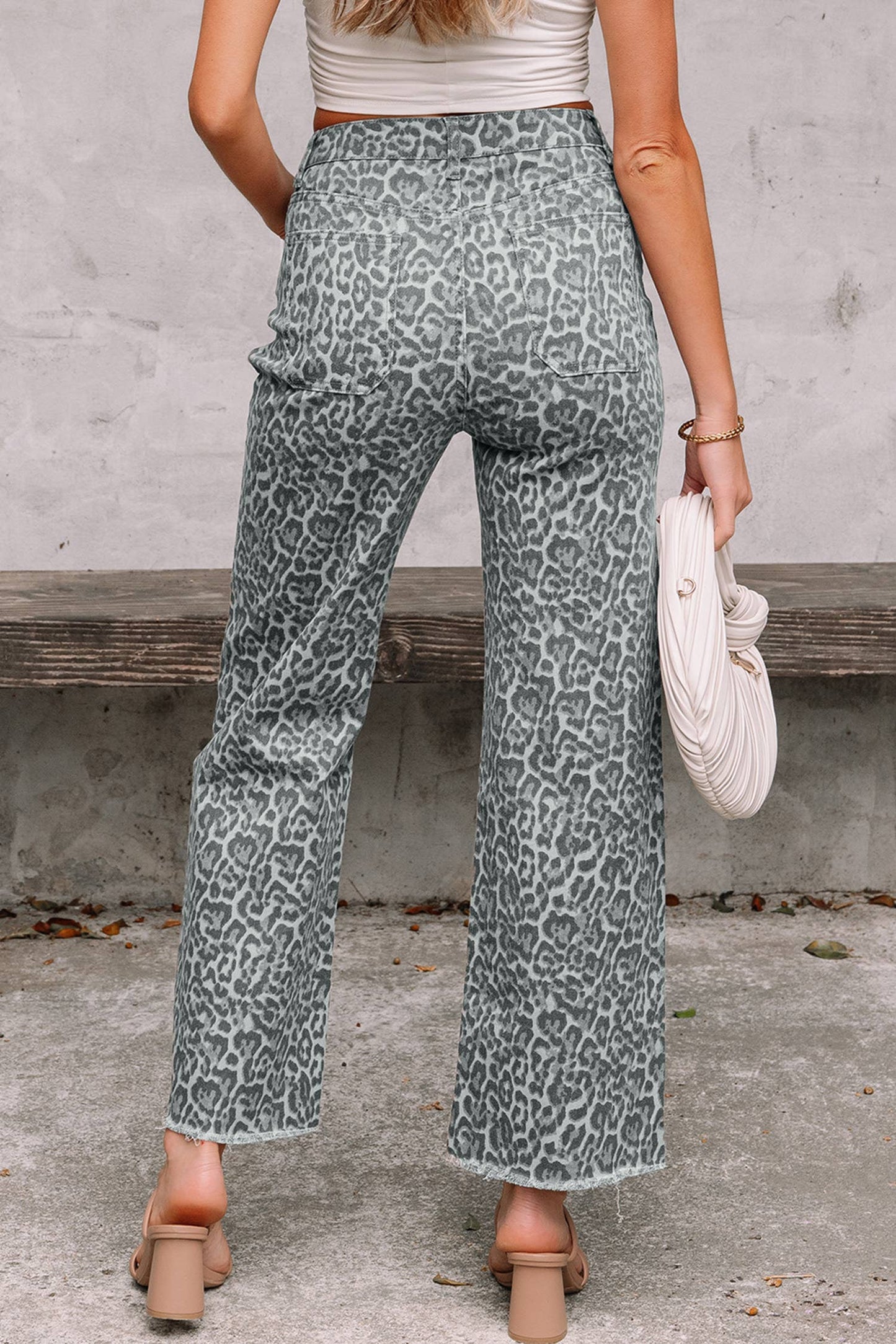 66 Western Leopard Love Edge Wide Leg High Waist Jeans