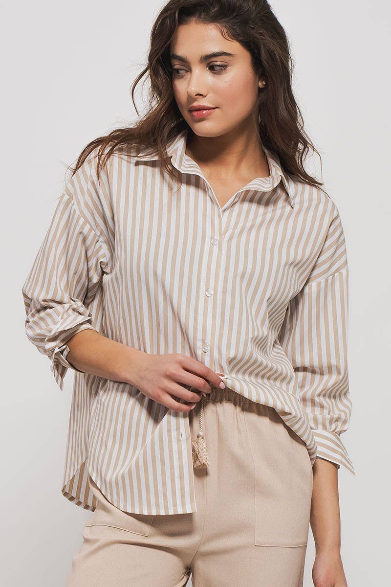 Classic Striped Collared Button-Down Shirt