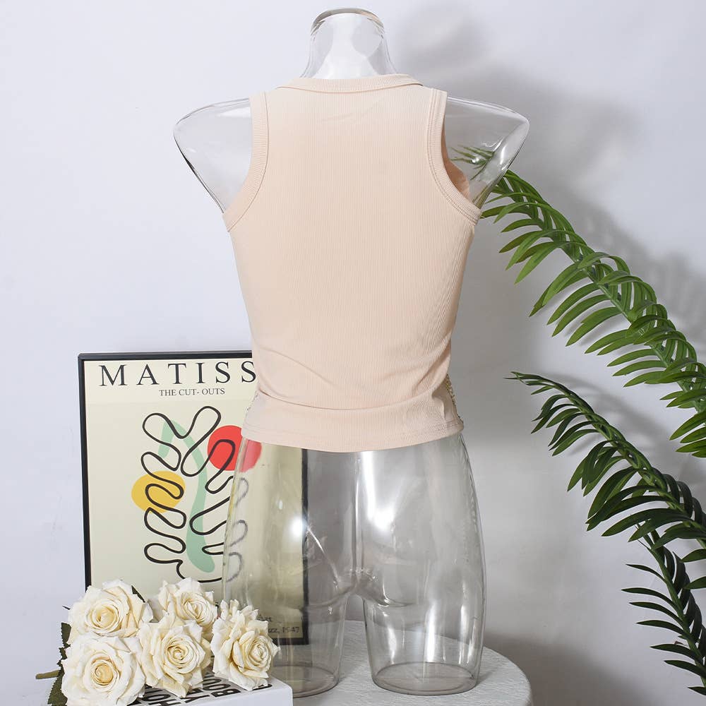 Party sequin vest leopard print tank top