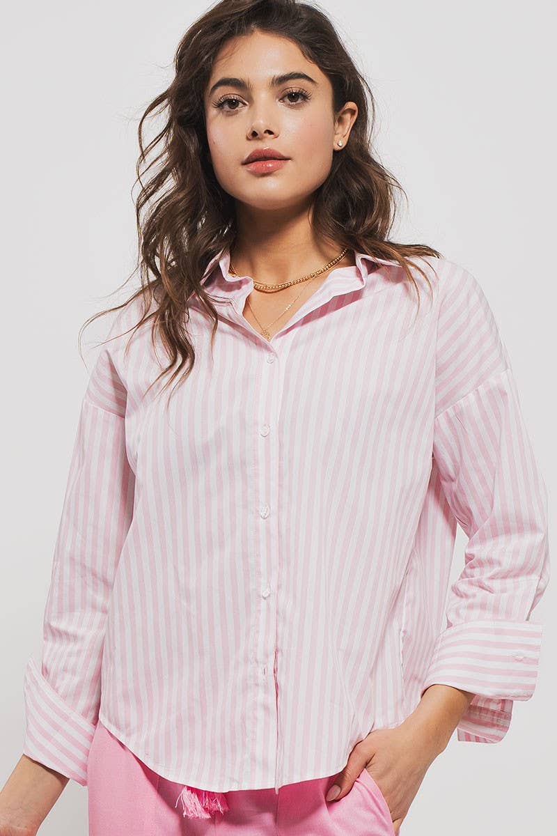 Classic Striped Collared Button-Down Shirt