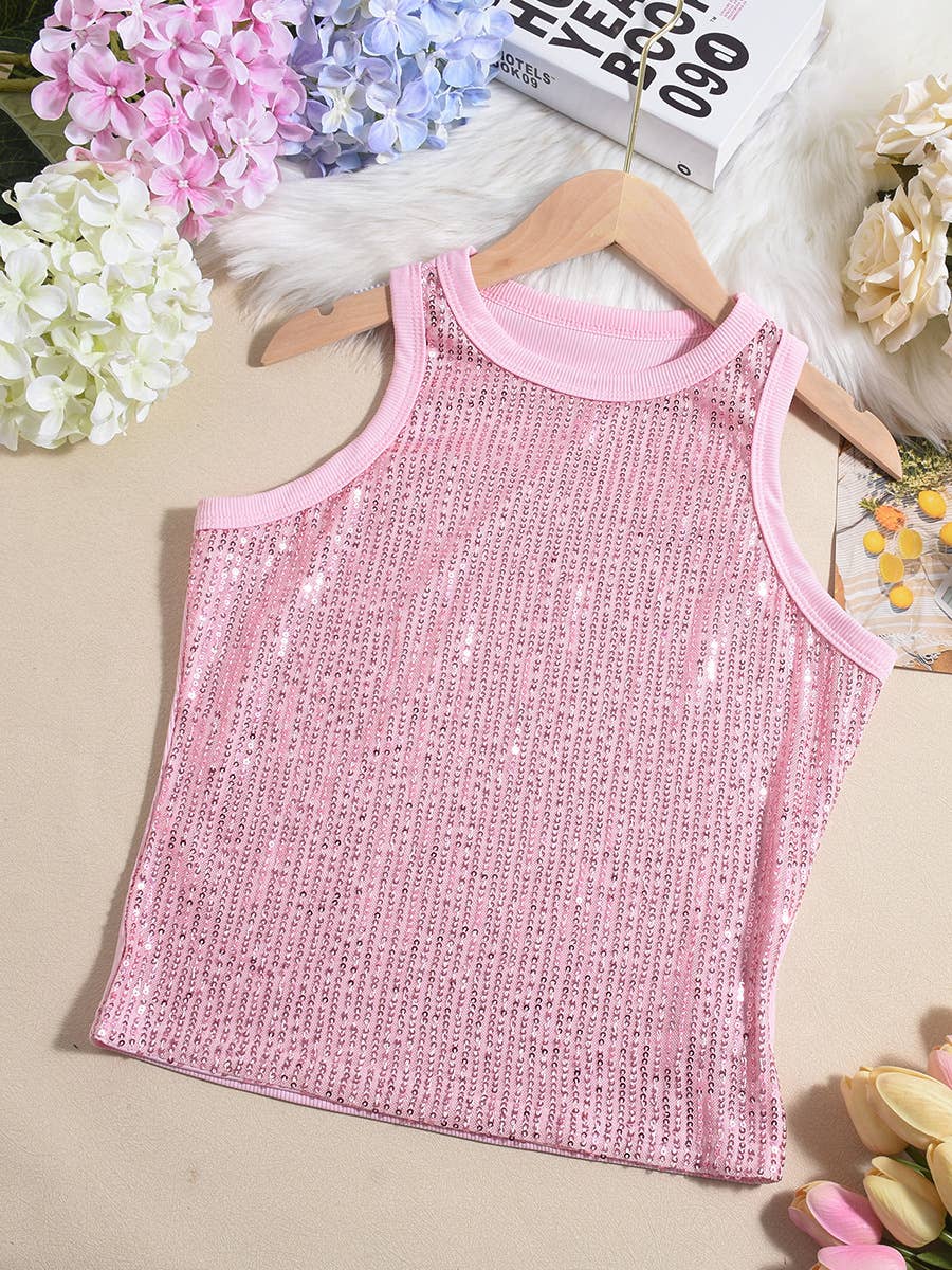 Party sequin vest leopard print tank top