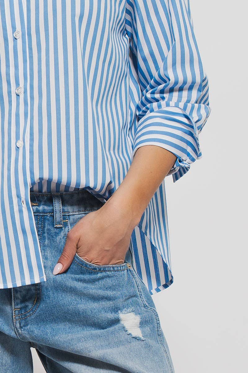 Classic Striped Collared Button-Down Shirt