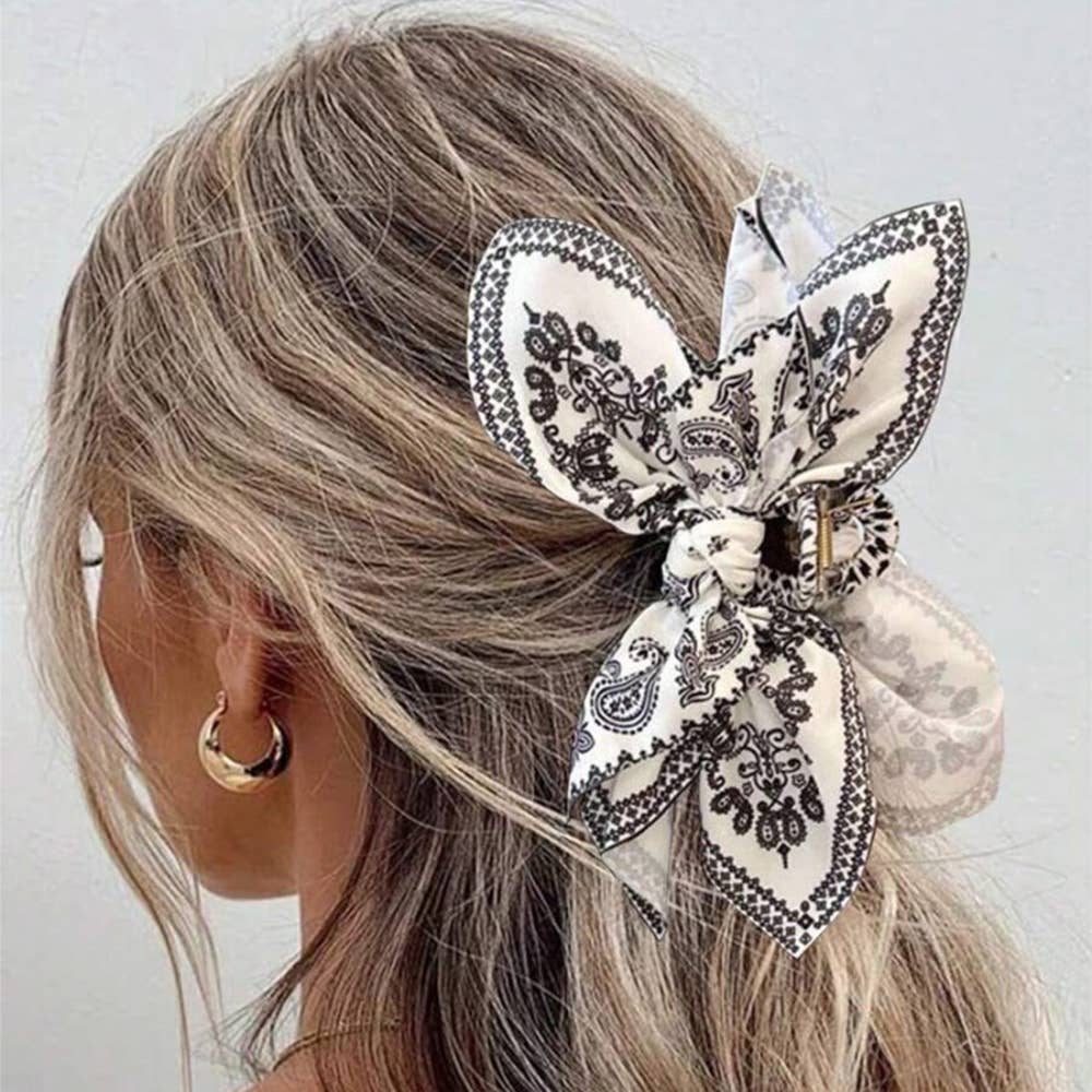 Double Sided Cashew Flower Heart-shaped Bow Hair Clip