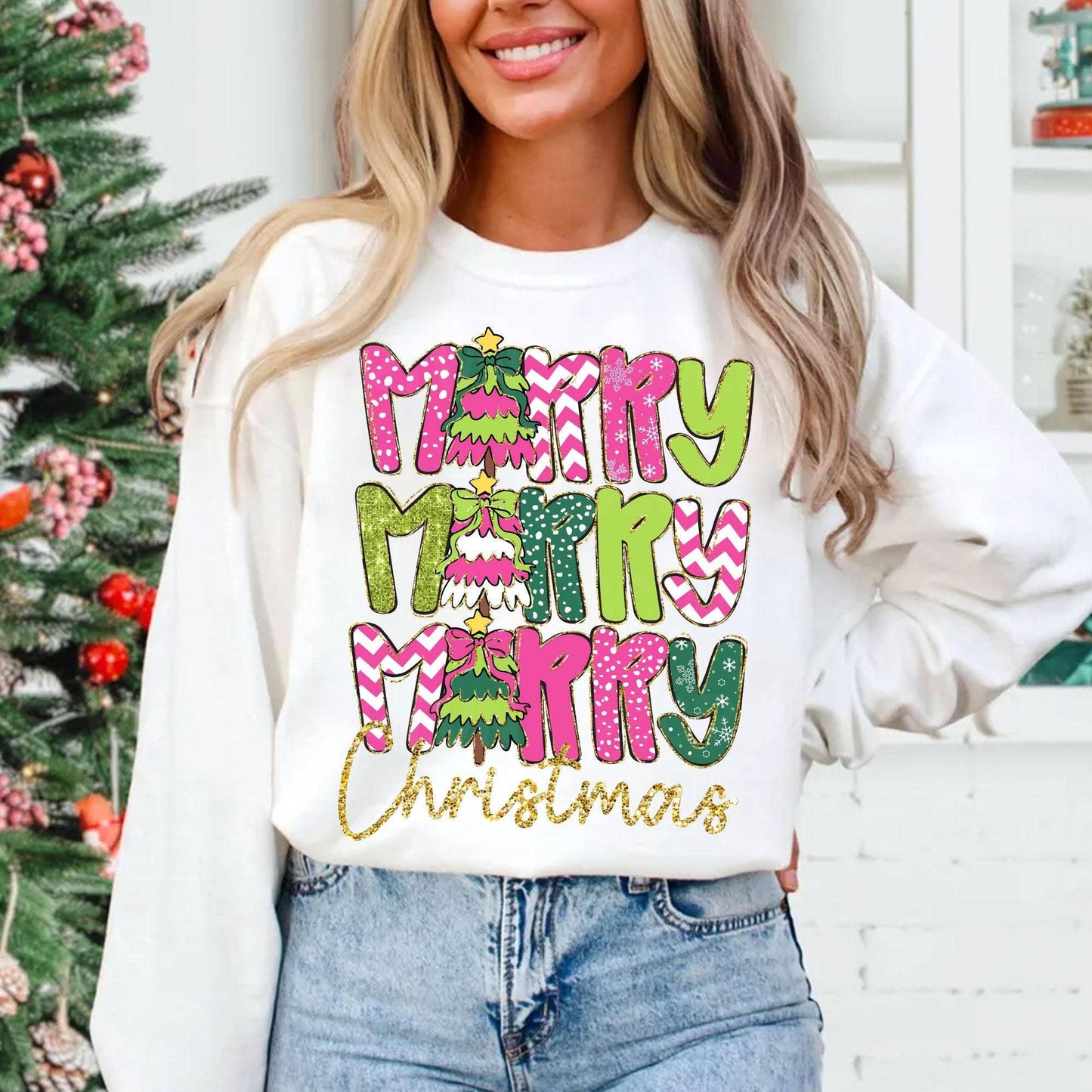 Merry Christmas Shirt, Christmas Coquette Bow Sweater