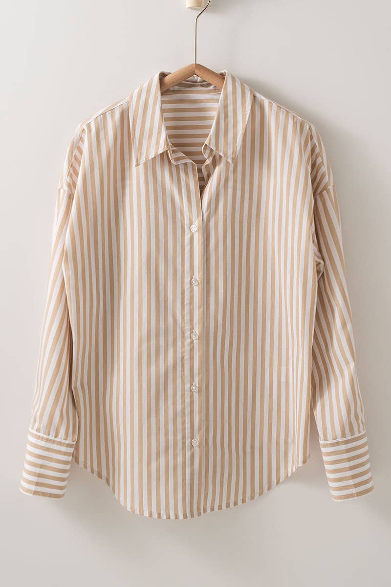 Classic Striped Collared Button-Down Shirt