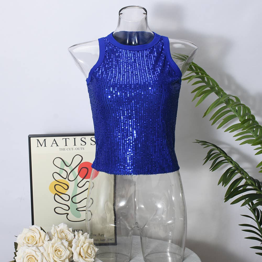 Party sequin vest leopard print tank top