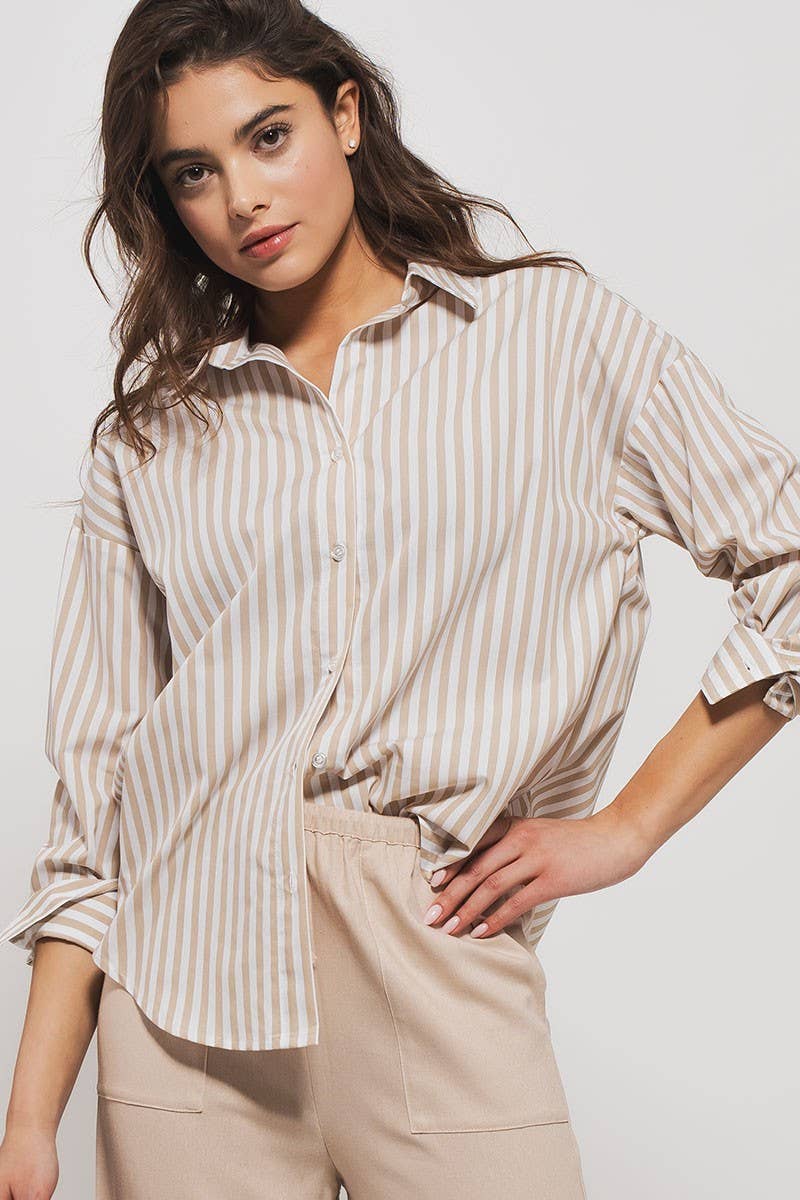 Classic Striped Collared Button-Down Shirt