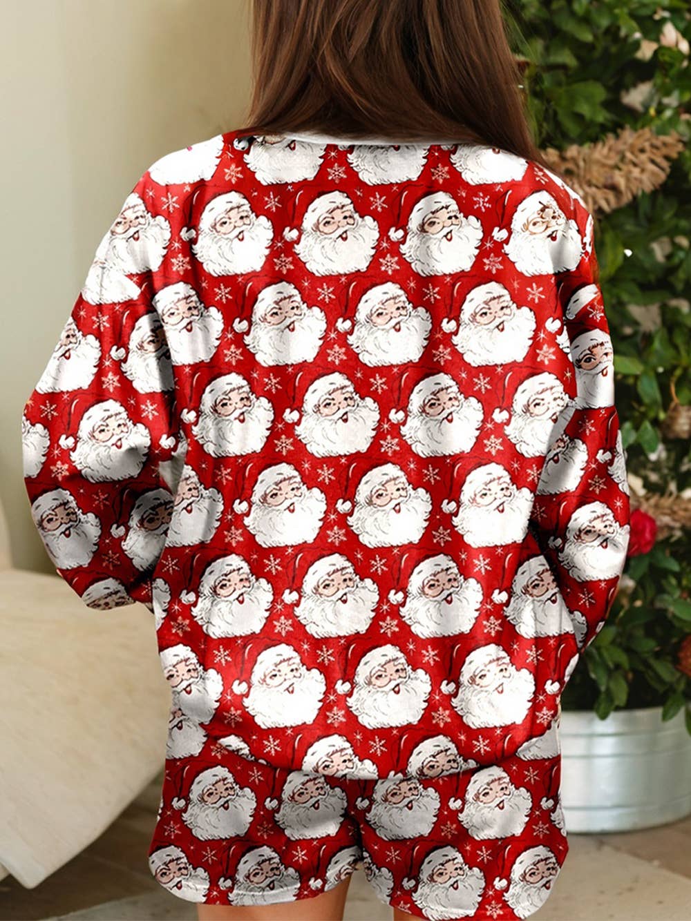 Ho Ho Ho Rhinestone Embellished Letter 2pcs Lounge Set