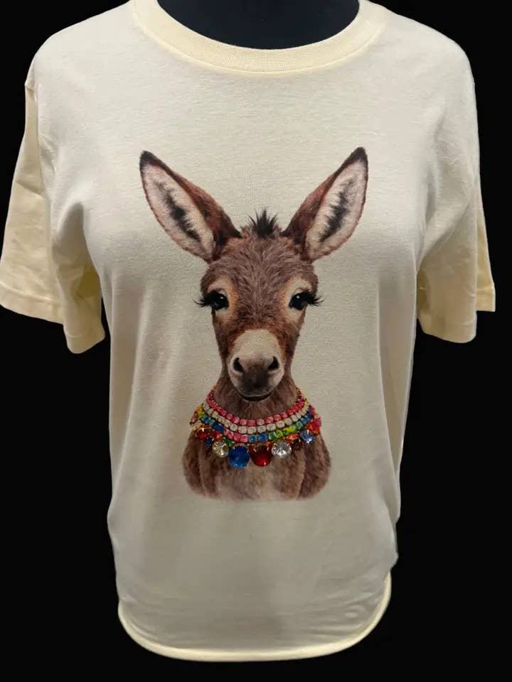 Jeweled Collar Donkey on White or Natural Crew / Western