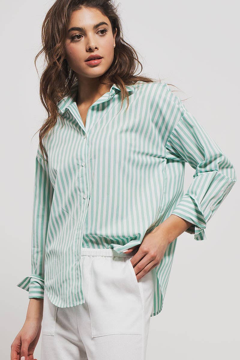 Classic Striped Collared Button-Down Shirt