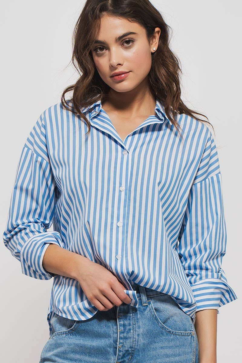 Classic Striped Collared Button-Down Shirt