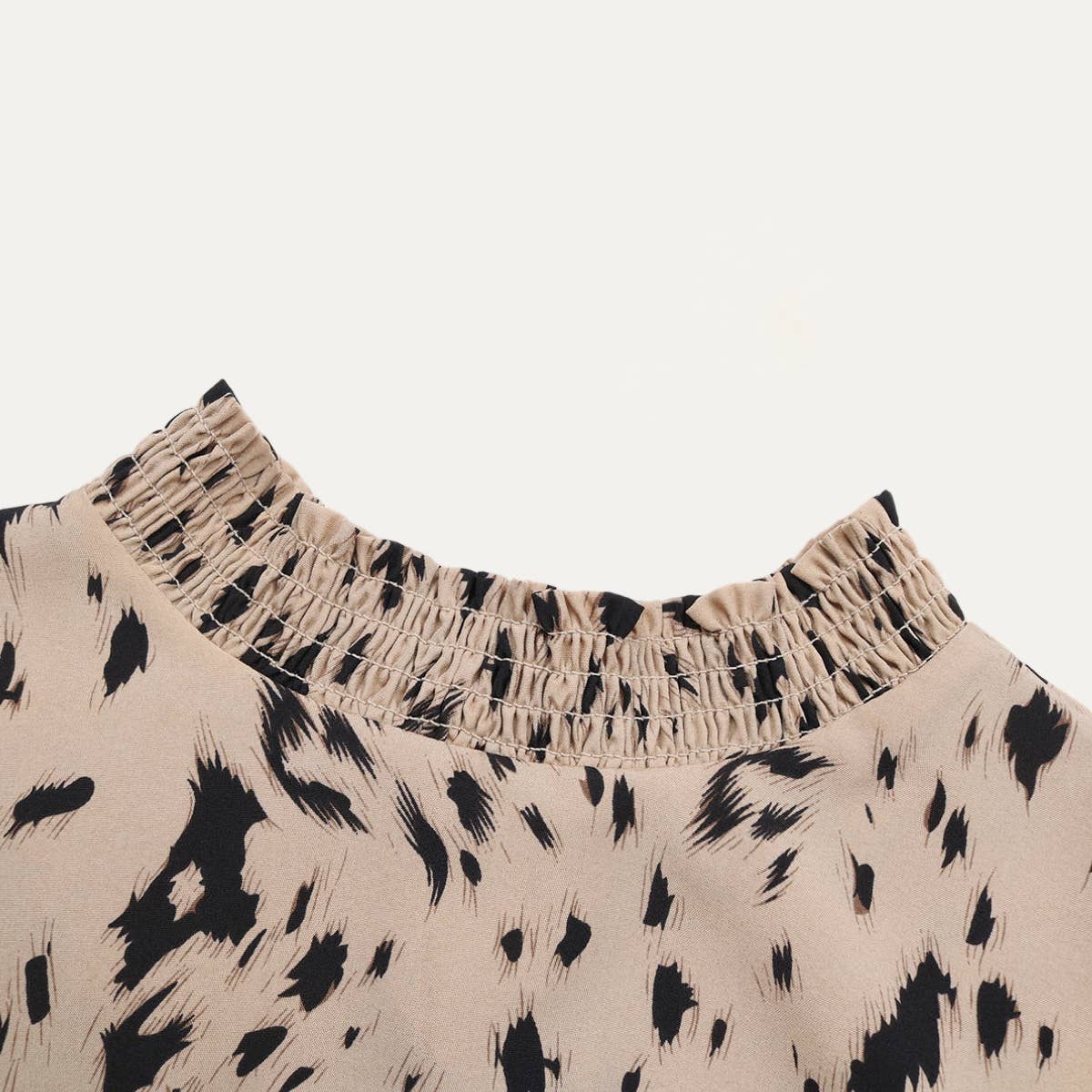 Fashionable Printed Mock Neck Tie-Back Babydoll Dress