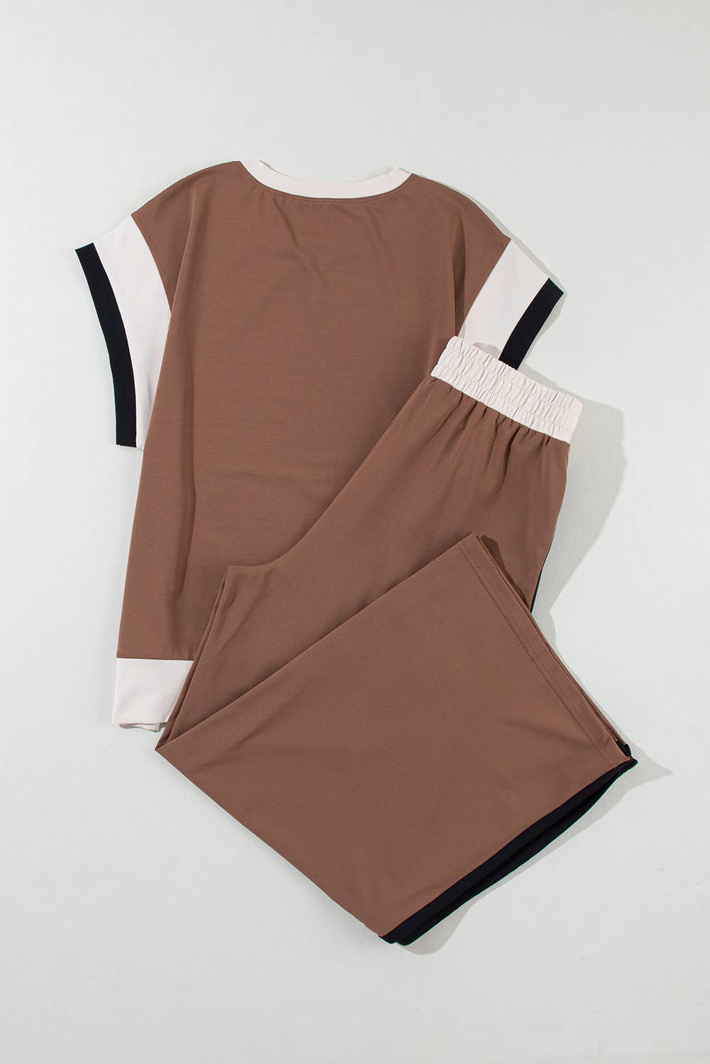 Color Block Detail Casual Two-piece Outfit