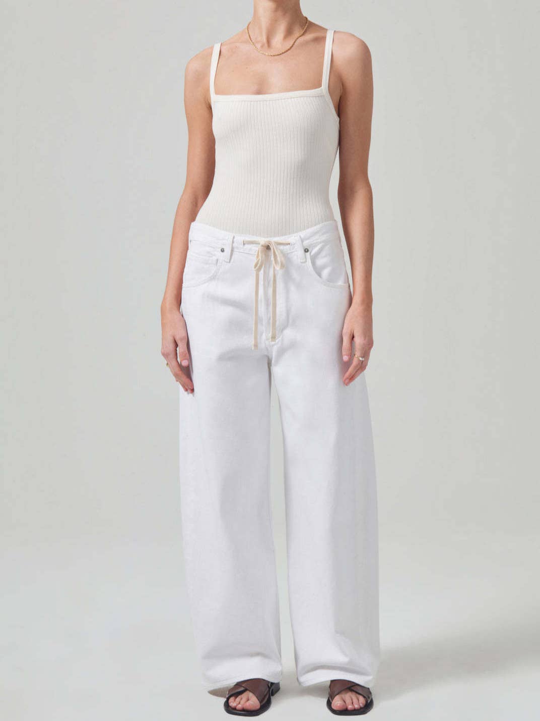 BAGGY WIDE-LEG DRAWSTRING STRAIGHT-LEG JEANS