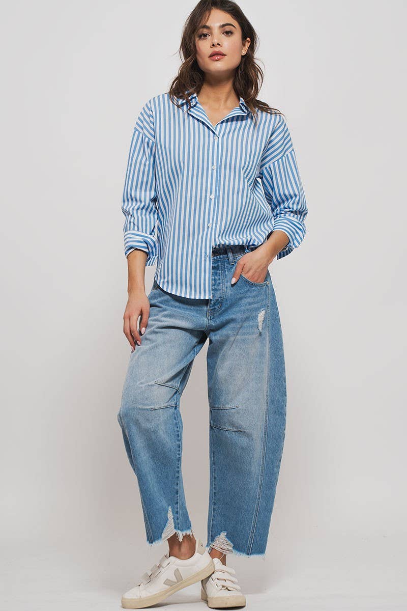 Classic Striped Collared Button-Down Shirt