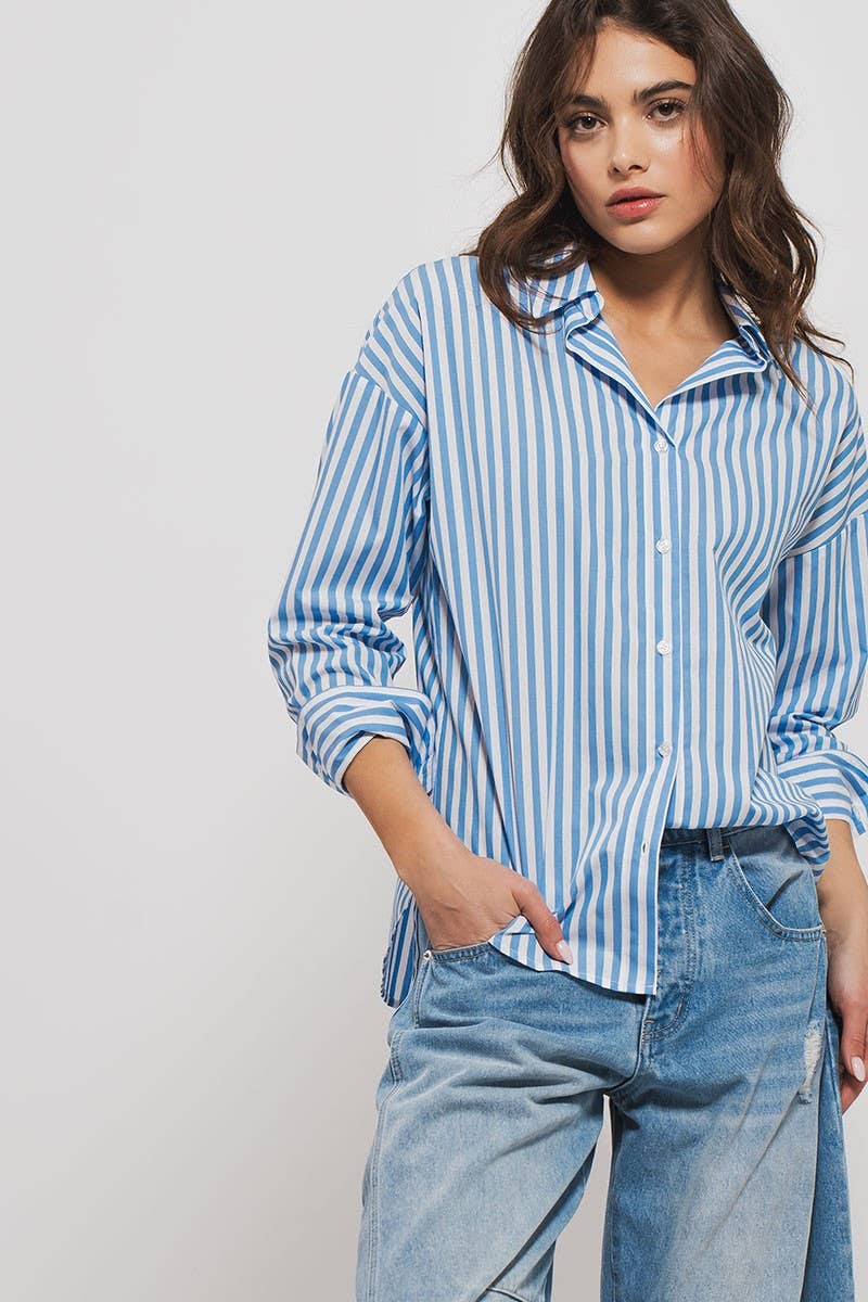 Classic Striped Collared Button-Down Shirt