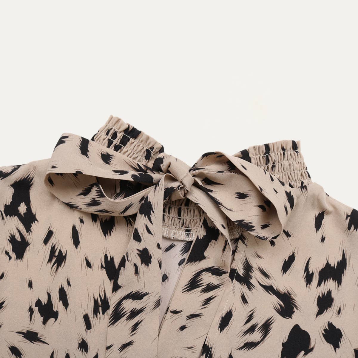 Fashionable Printed Mock Neck Tie-Back Babydoll Dress