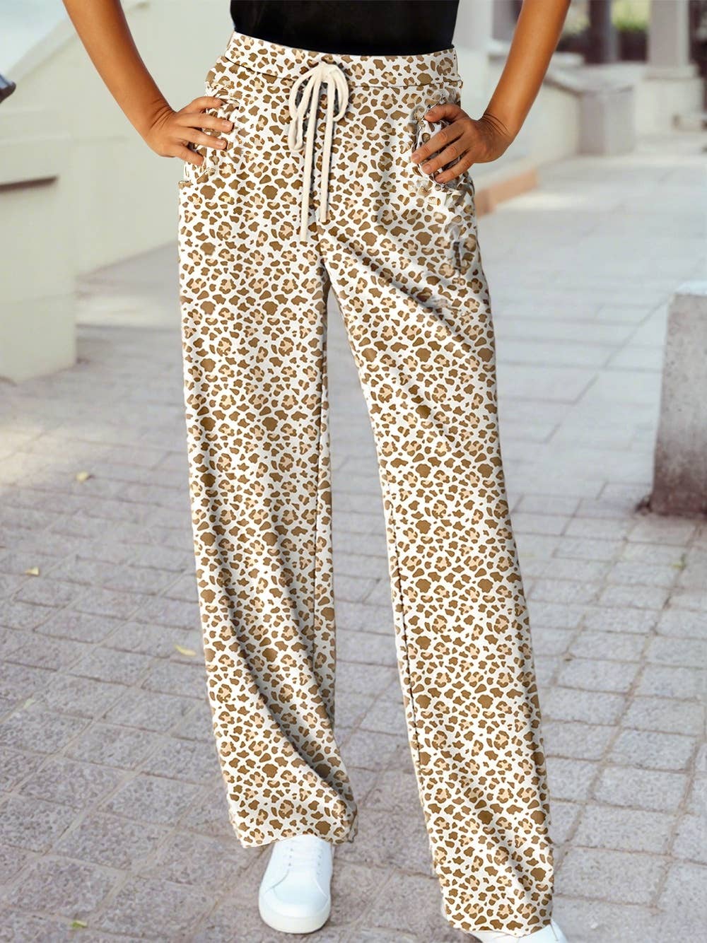 Leopard Drawstring Loose Pants