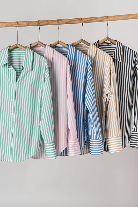 Classic Striped Collared Button-Down Shirt