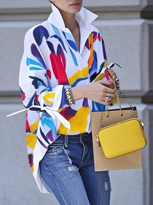 Artistic printed oversized blouse shirt