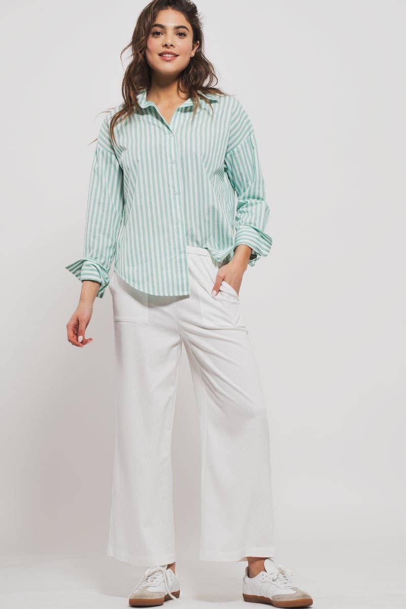 Classic Striped Collared Button-Down Shirt