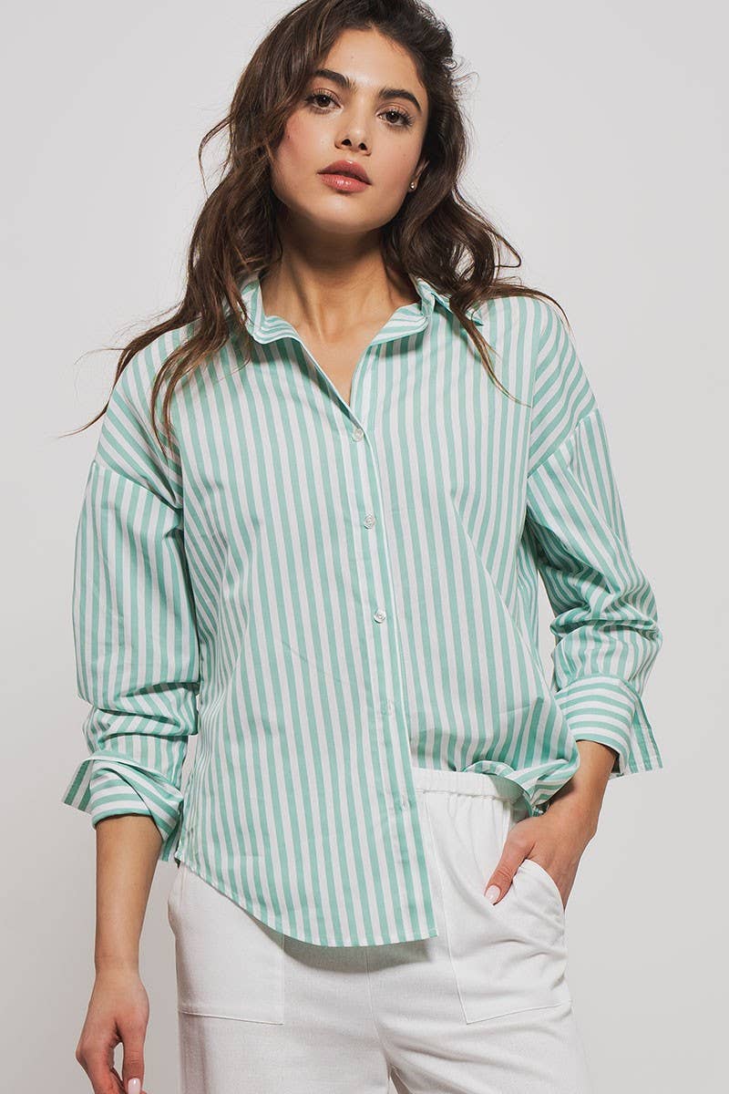 Classic Striped Collared Button-Down Shirt